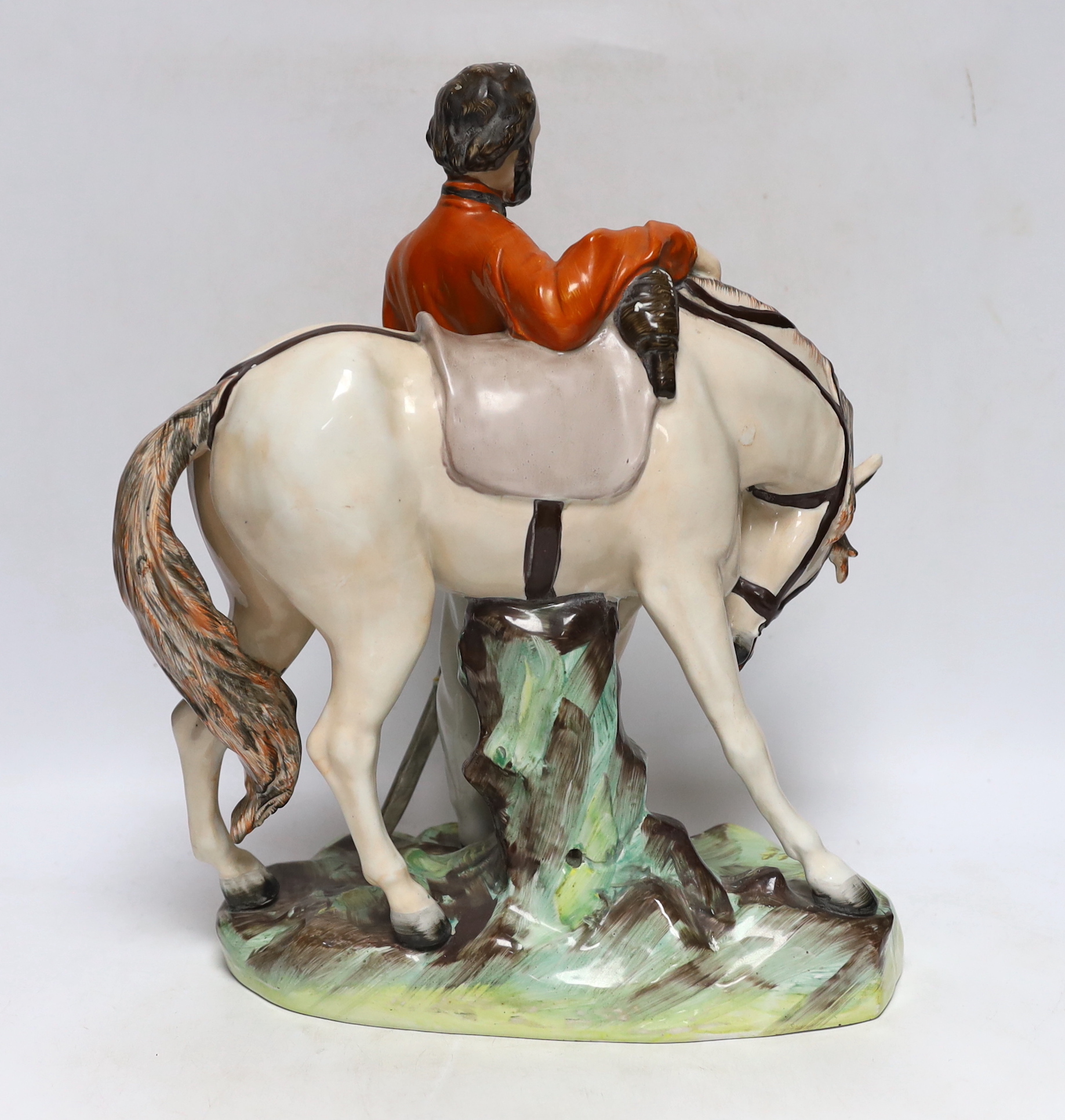A mid 19th century Staffordshire group of Garibaldi by Thomas Parr, 37cm high